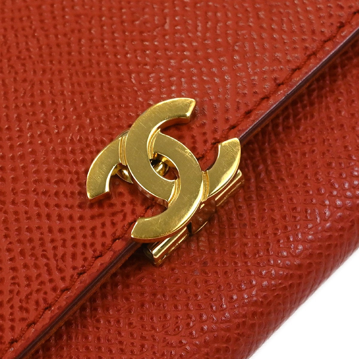 Chanel Vintage Cc Flap Wallet Leather Red Leather Wallets Accessory (Pre-Owned)