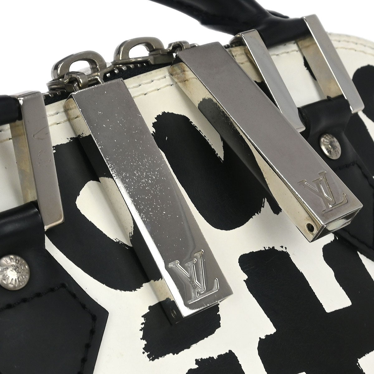 Louis Vuitton Alma Handbag Limited Edition Graffiti Leather Black Leather Handbag (Pre-Owned)