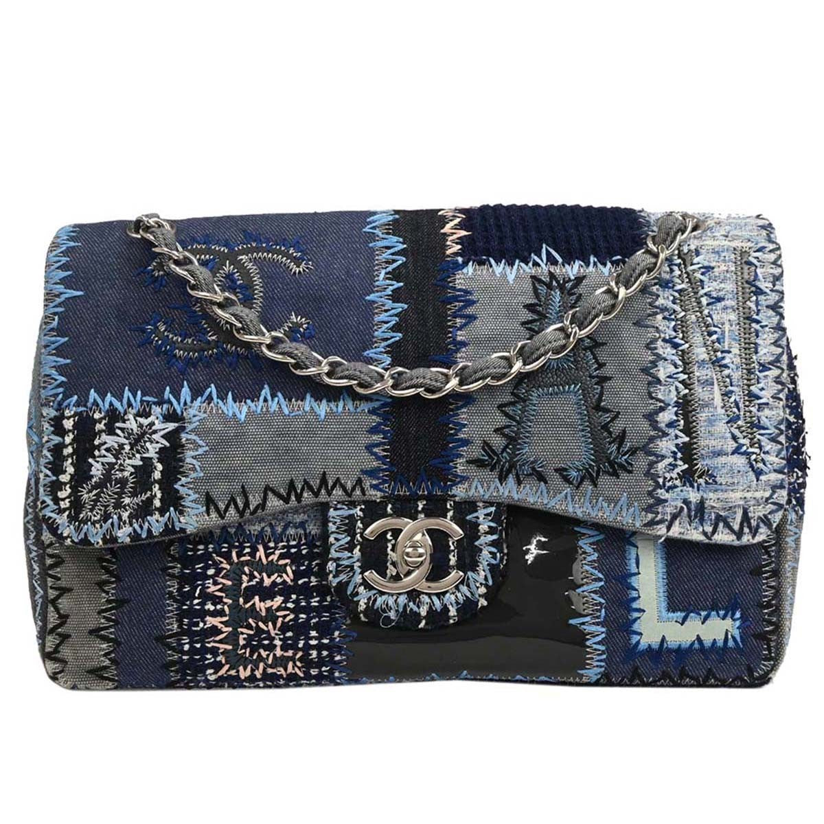 Chanel Flap Bag Multicolor Patchwork Tweed, Caviar With Calfskin Multicolour Tweed Shoulder Bag Bag (Pre-Owned)