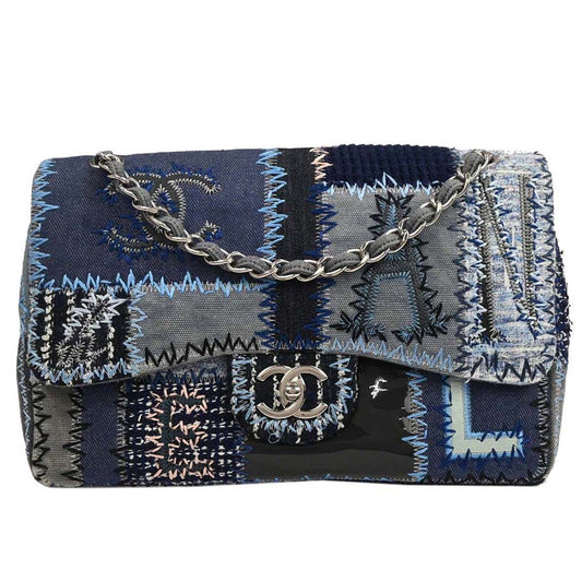 Chanel Flap Bag Multicolor Patchwork Tweed, Caviar With Calfskin Multicolour Tweed Shoulder Bag Bag (Pre-Owned)